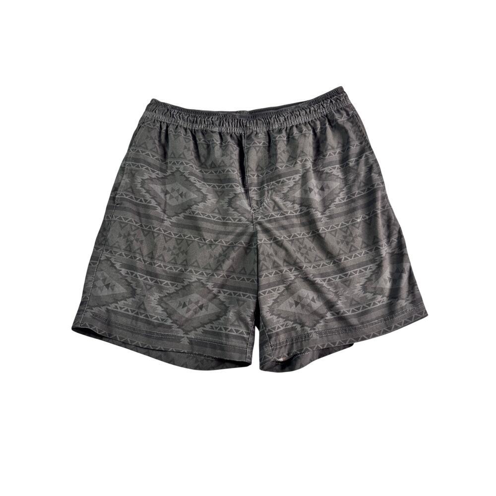 Chubbies Men's Swim Trunks Black Aztec Print 7" Inseam Lined Shorts Size Medium